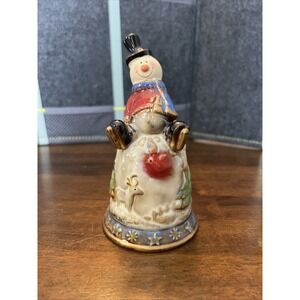 Glazed Ceramic Snowman Bell Christmas Winter 6" Tall Elements‎ Holiday Tree